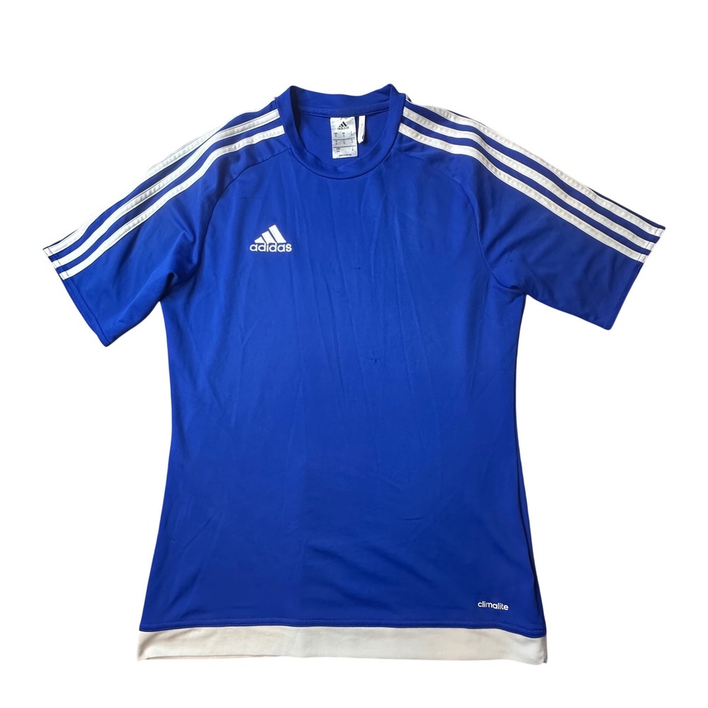 Adidas Shirt Mens S‎ Blue Climalite Soccer Jersey S16148 Short Sleeve Athletic